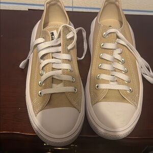 Converse Beige Canvas Sneakers with White Accents